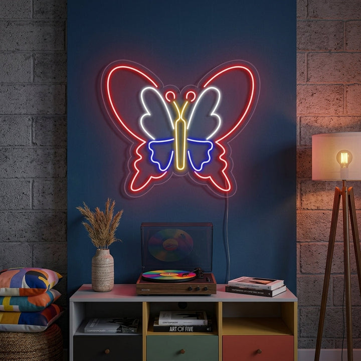 "Fjäril, Fjäril Dekor, Insekter" Neonskylt