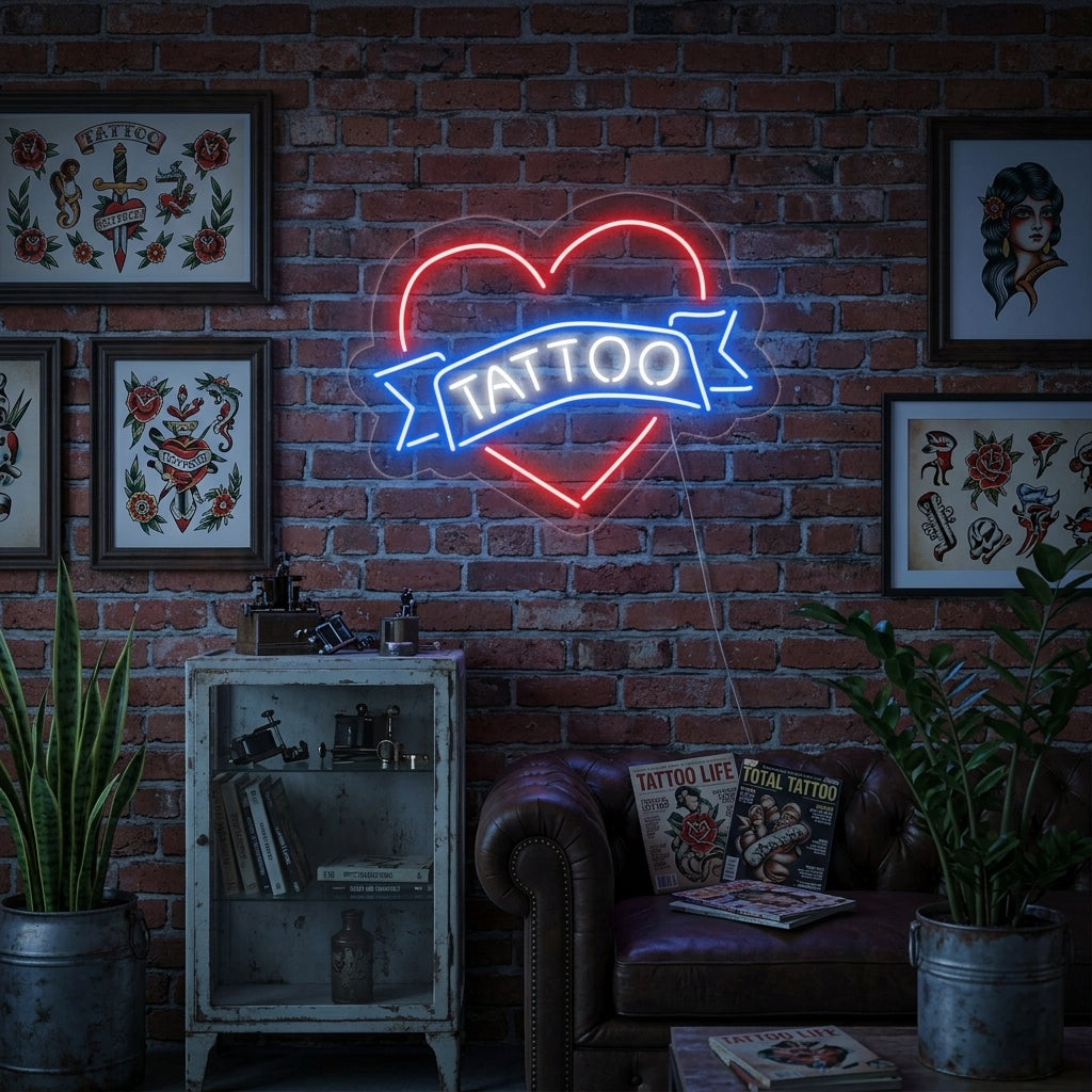 "Tattoo, Hjärta" Neonskylt