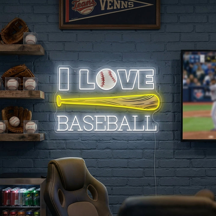"I Love Baseball" Neonskylt