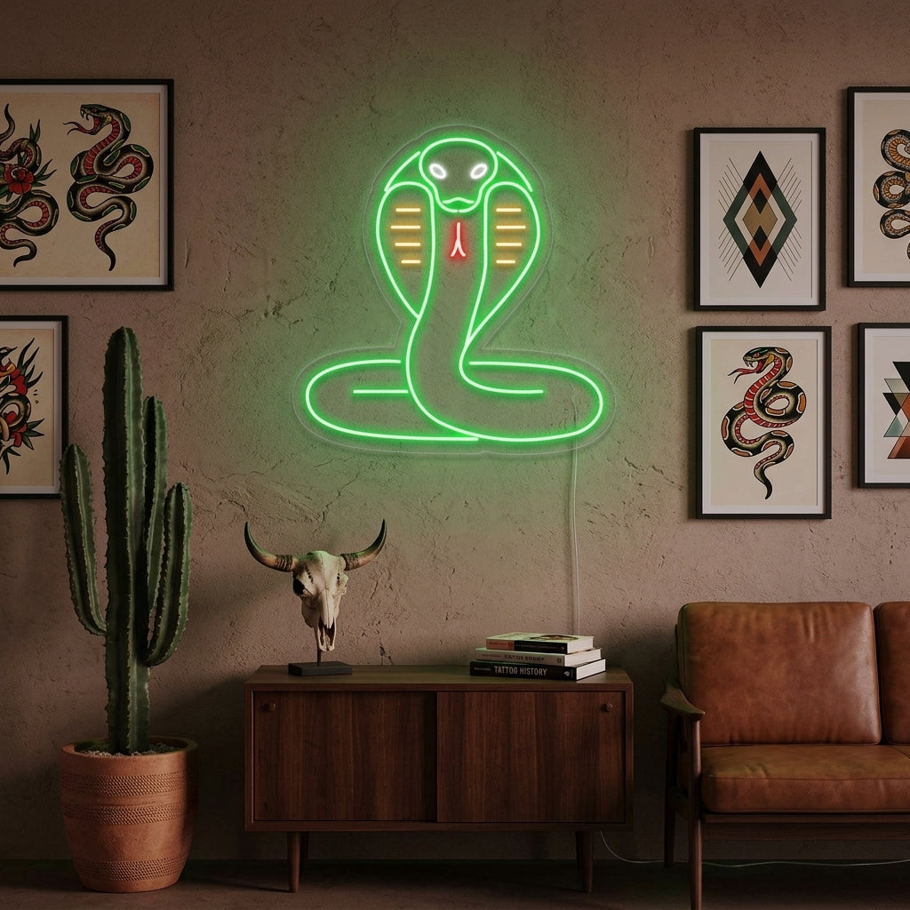 "Kobrasnake Or Kobraslang" Neonskylt