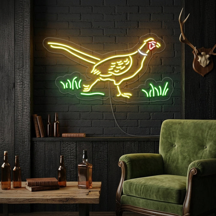 "Fasan, Viltfåglar, Alpina Fåglar" Neonskylt