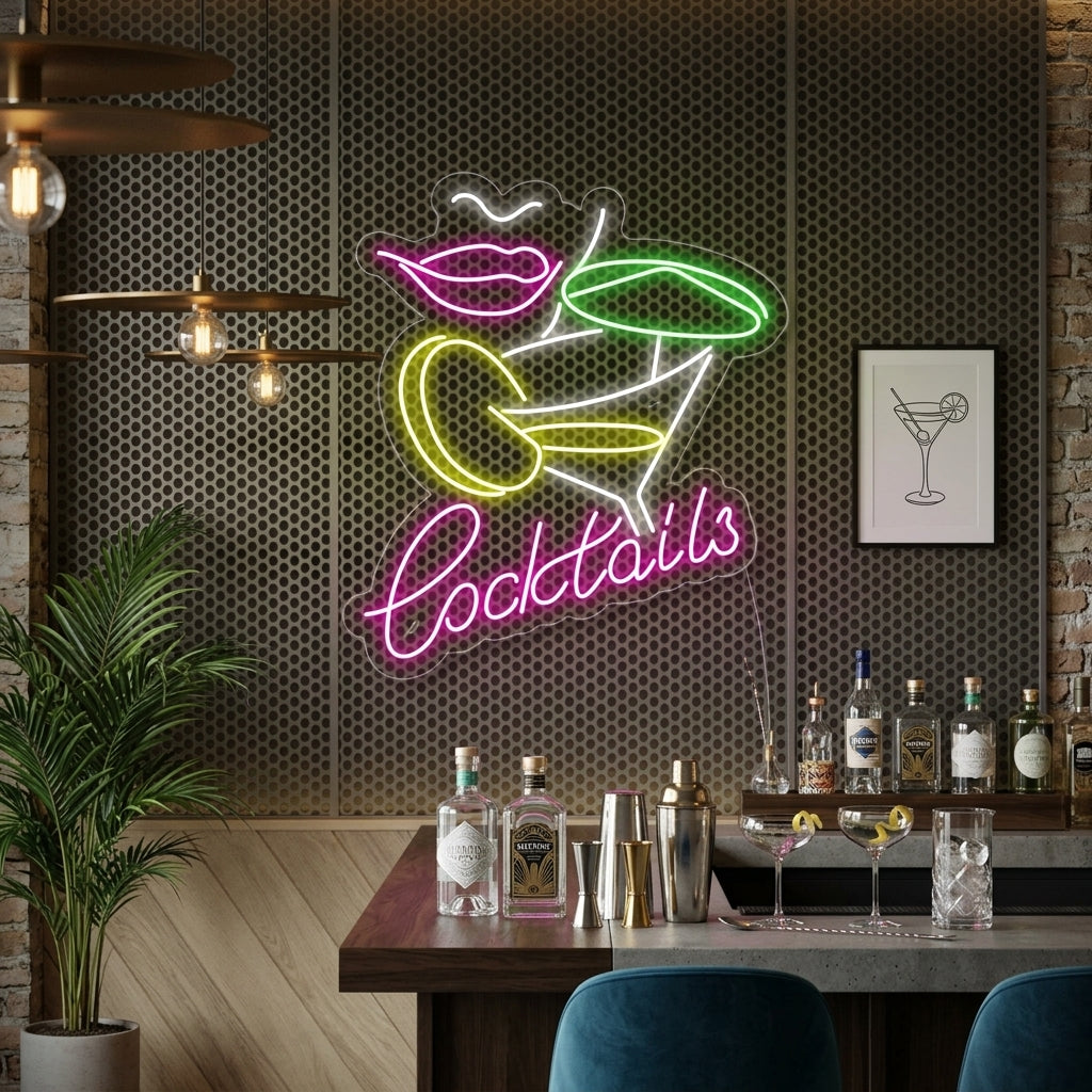 "Gin Tonic Cocktail Kvinna Bar" Neonskylt