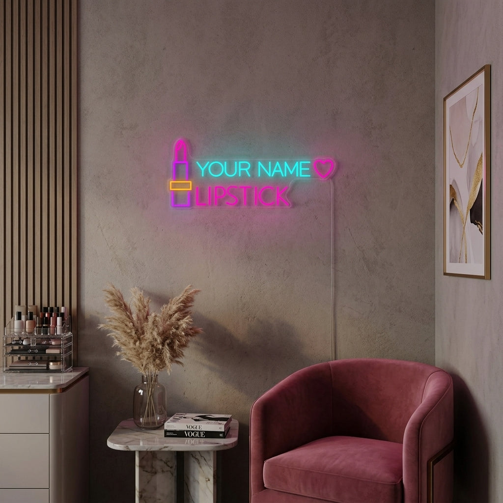 "Anpassad Text Läppstift" Neonskylt