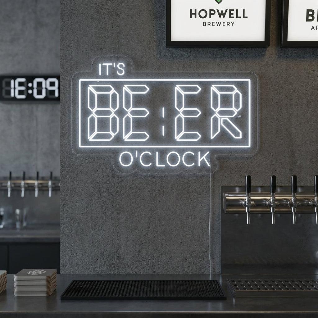 "Its Beer Oclock Bar" Neonskylt