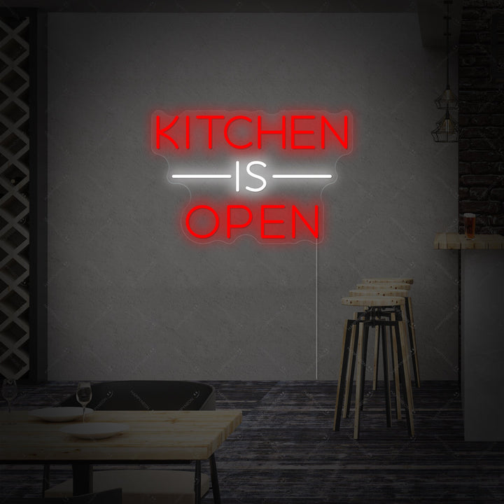 "Kitchen Is Open" Neonskylt