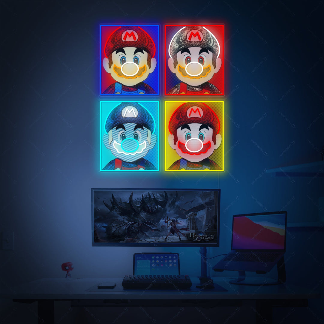 "Mario Videospel Pop Art" Neonskylt