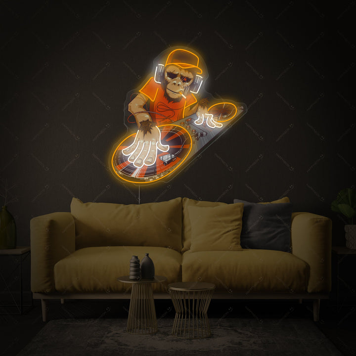 "Monkey Dj" Neonskylt