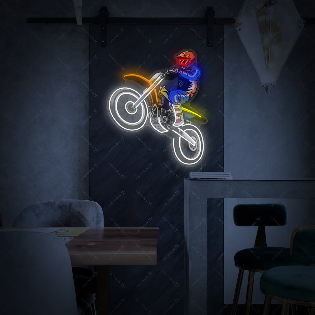 "Motocross Rider Jumping Ridning" Neonskylt