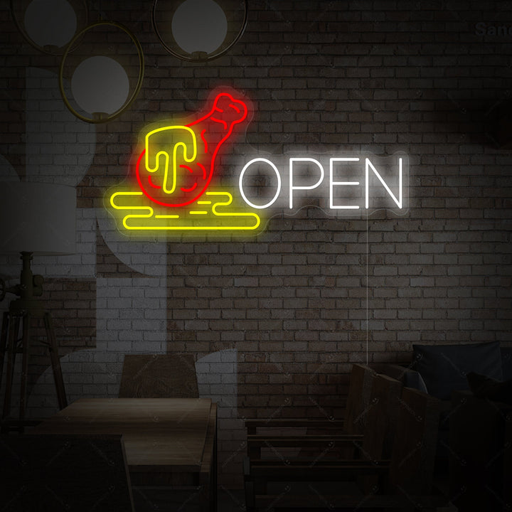 "Öppen kyckling" Neonskylt