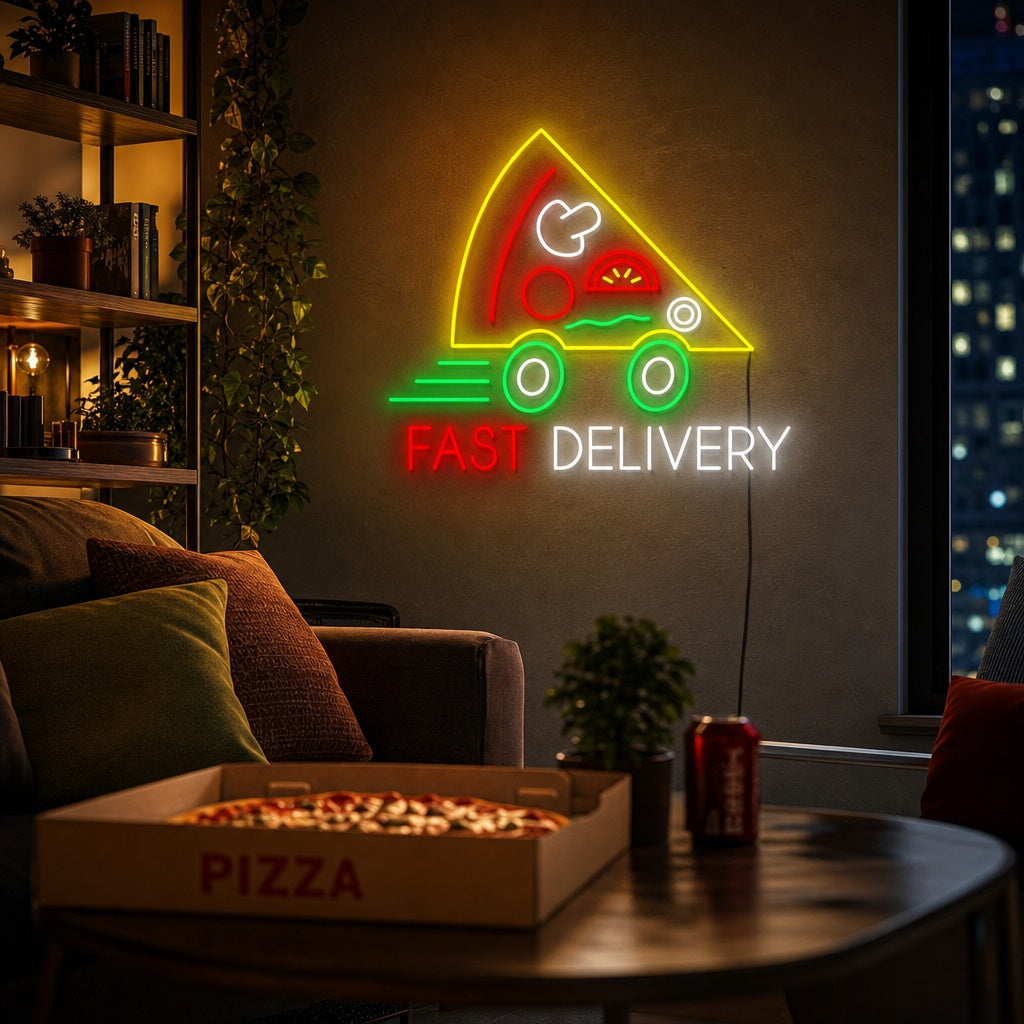 "Pizza Fast Delivery" Neonskylt