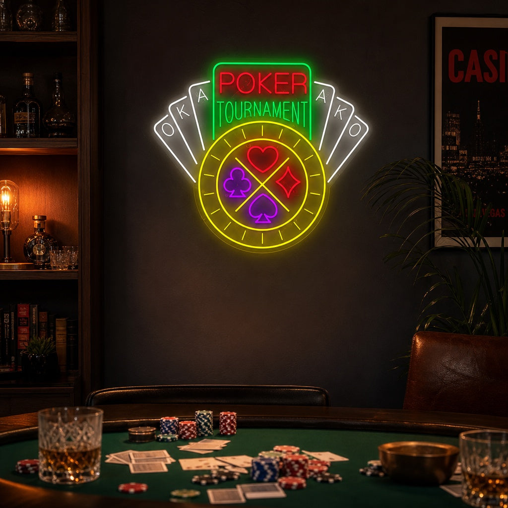 "Poker Tournament" Neonskylt