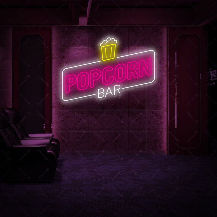 "Popcorn Bar" Neonskylt