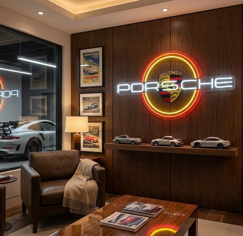 "Porsche-logotyp med cirkel" Neonskylt