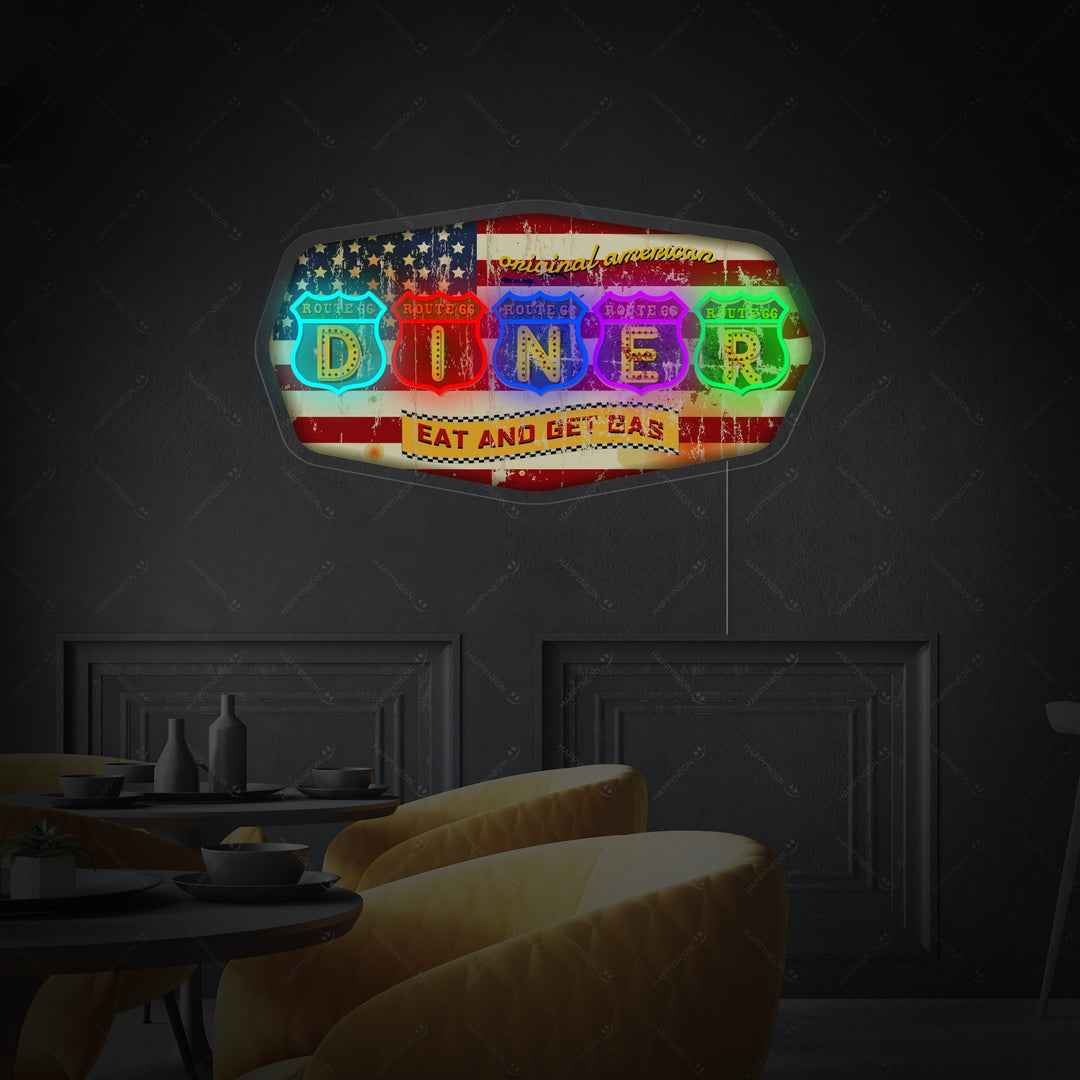 "Retro Route Diner" Neonskylt