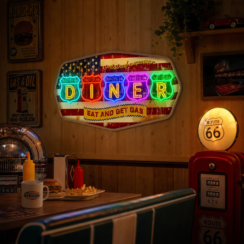 "Retro Route Diner" Neonskylt