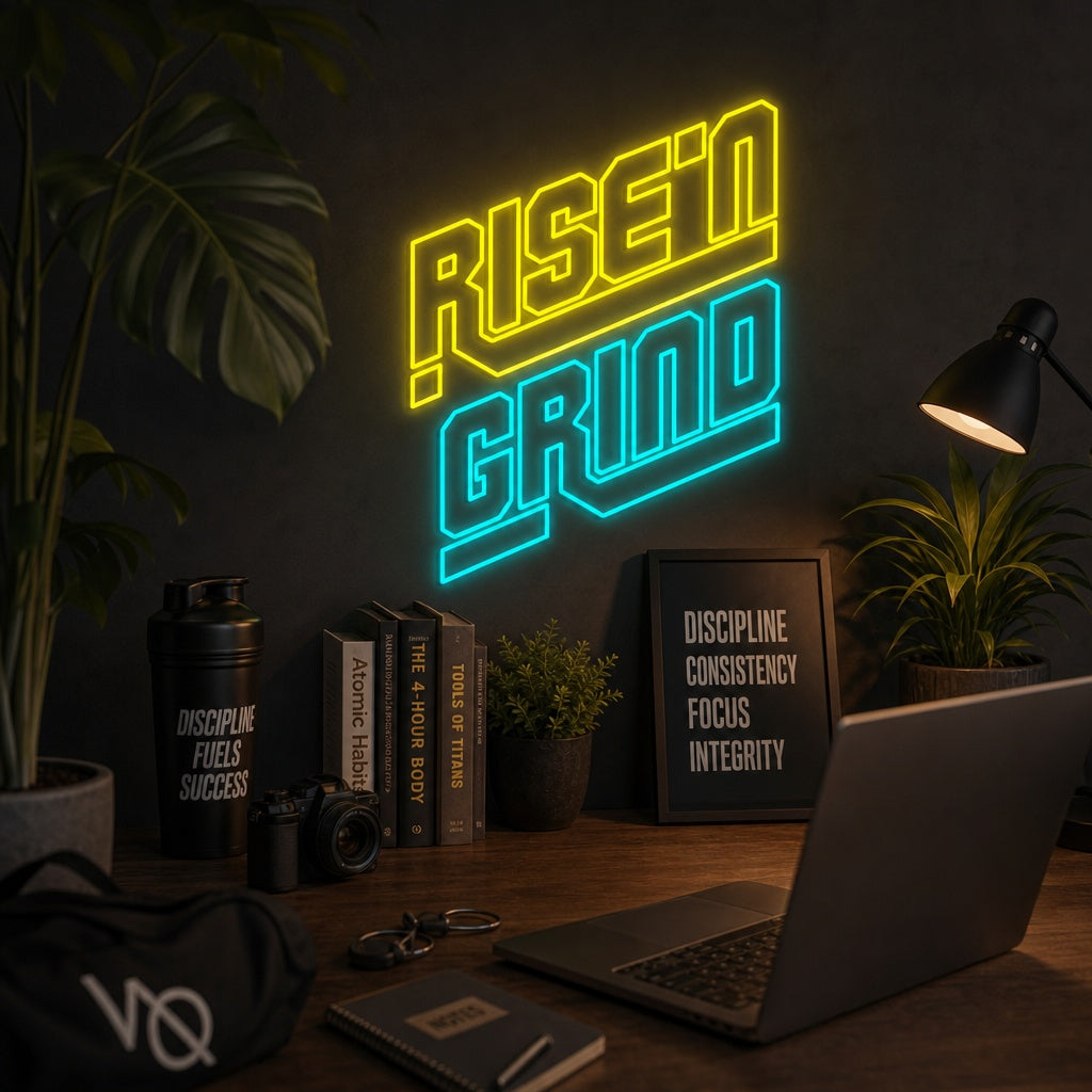 "Rise'n Grind" Neonskylt