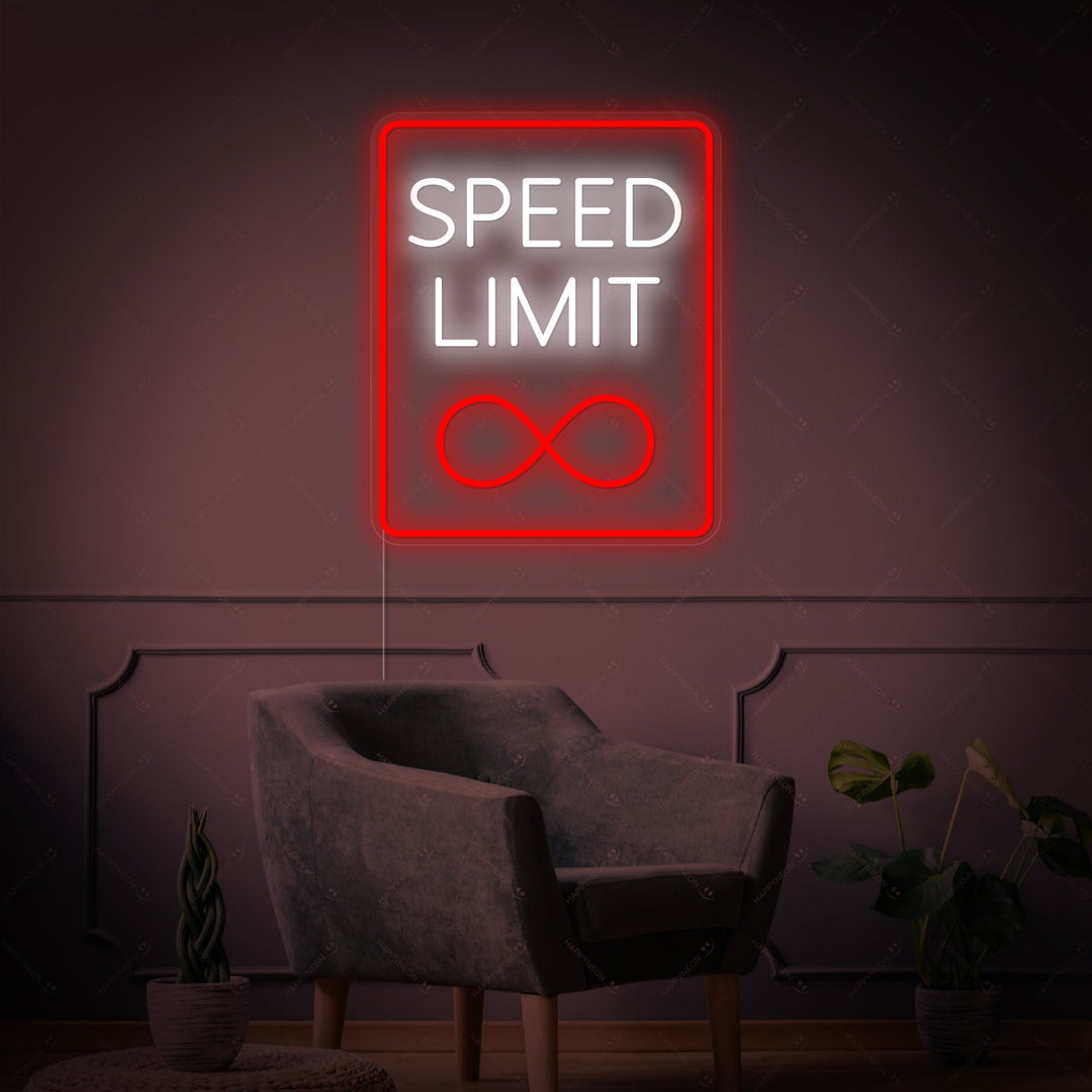 "Speed Limit Infinity" Neonskylt