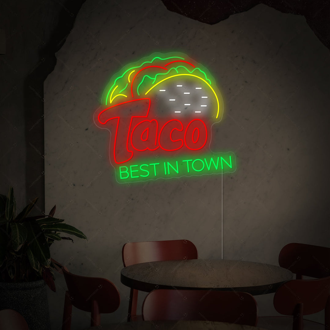 "Taco Best In Town" Neonskylt