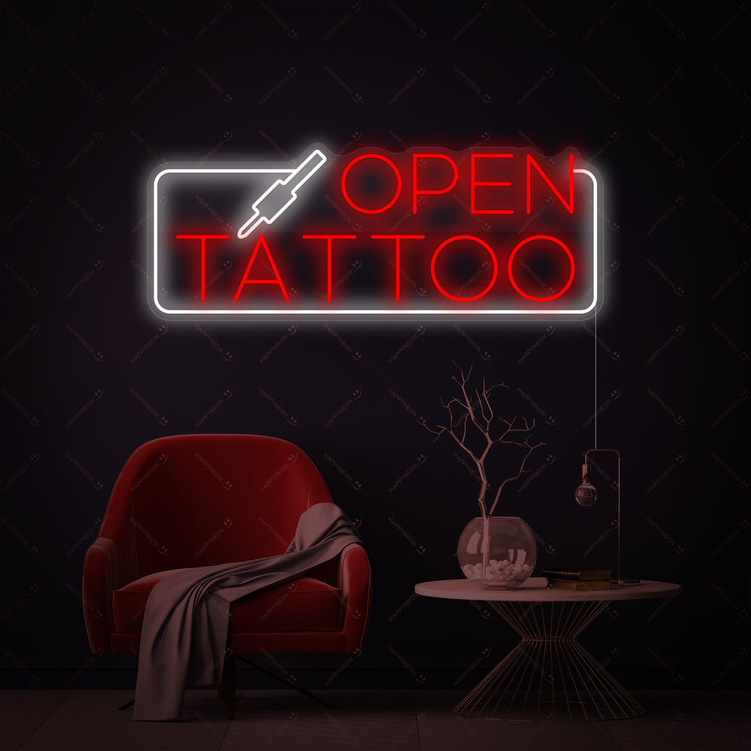 "Tattoo Open" Neonskylt