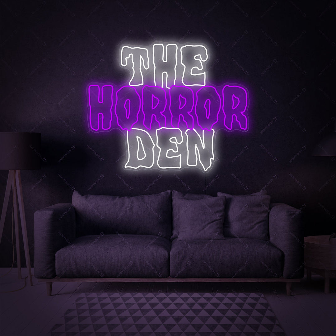 "The Horror Den" Neonskylt