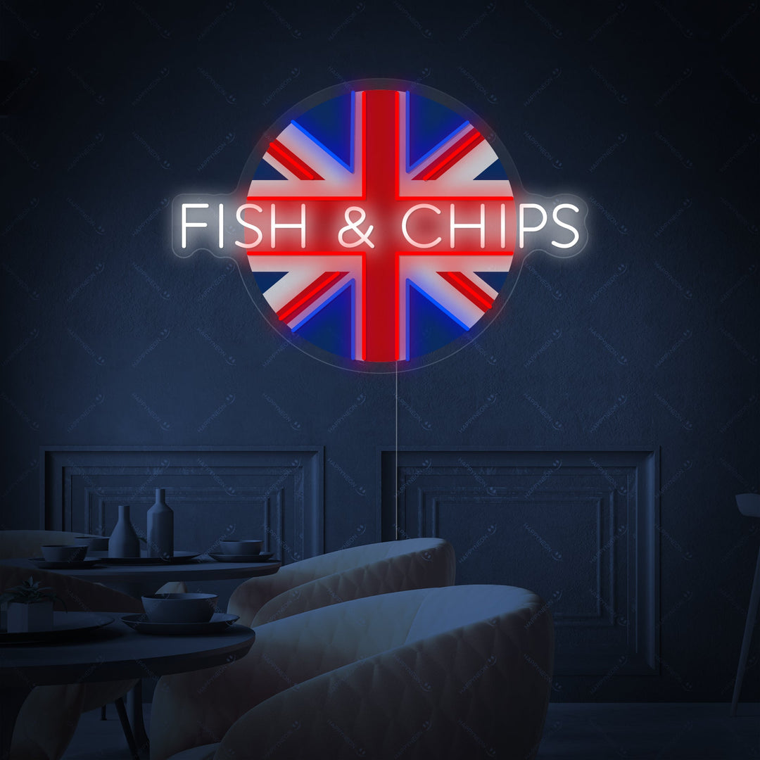 "Uk Fish & Chips" Neonskylt