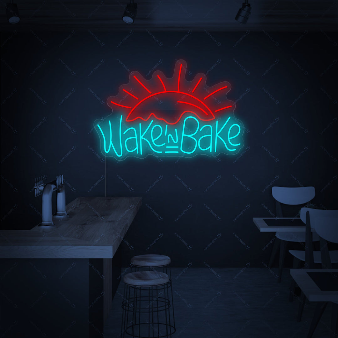"Wake and Bake" Neonskylt