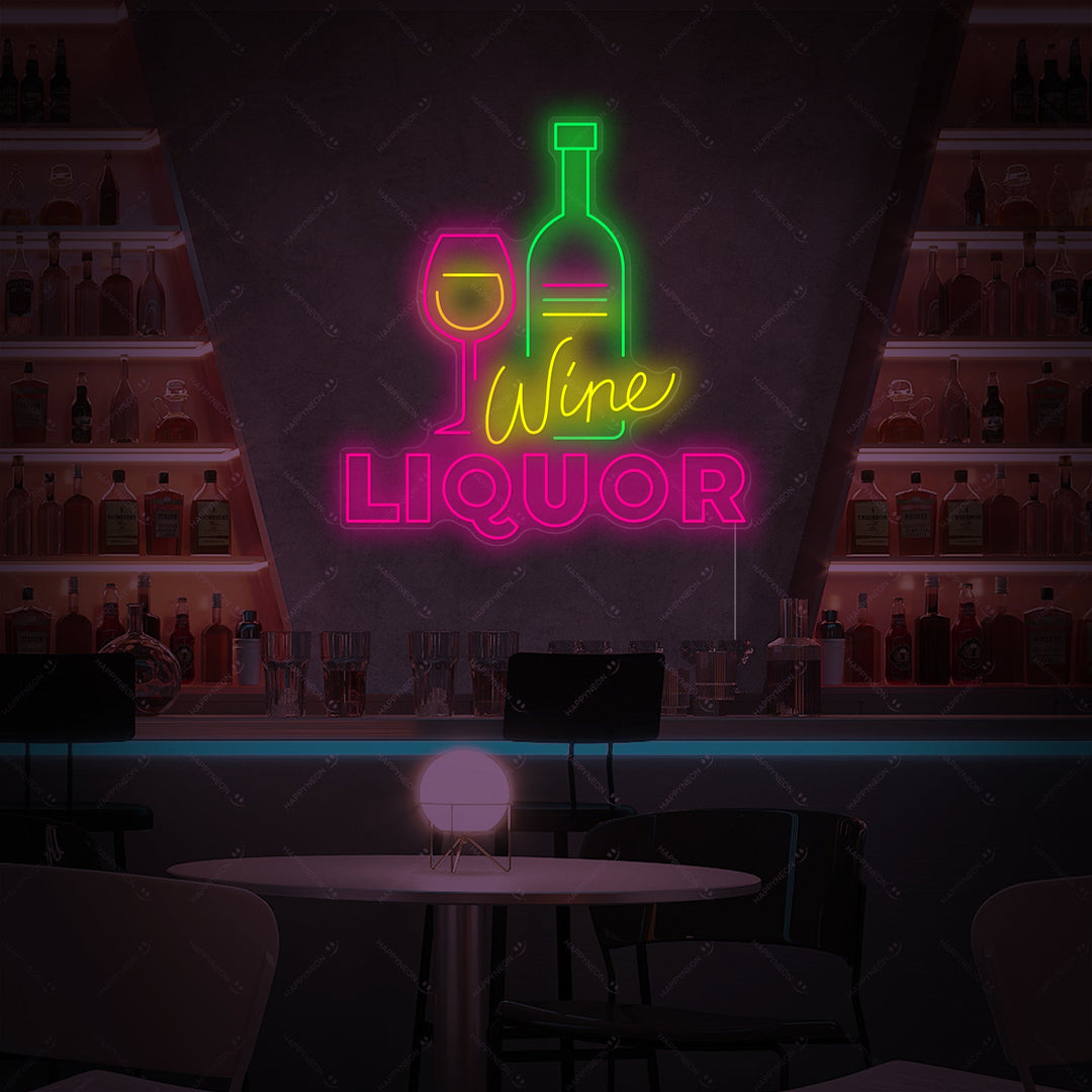 "Wine Liquor" Neonskylt