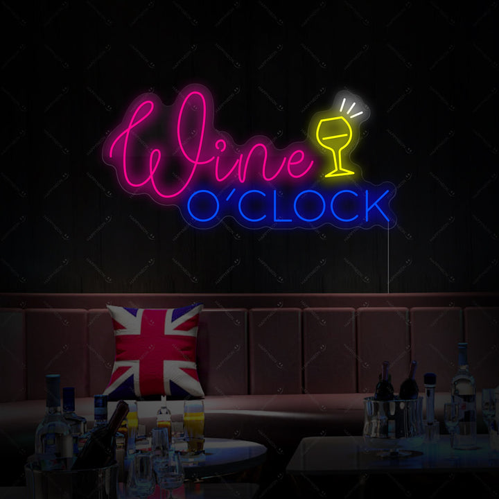 "Wine O'clock" Neonskylt