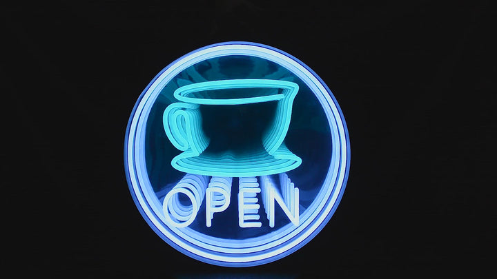 "Coffee Open" 3D Infinity LED Neonskylt
