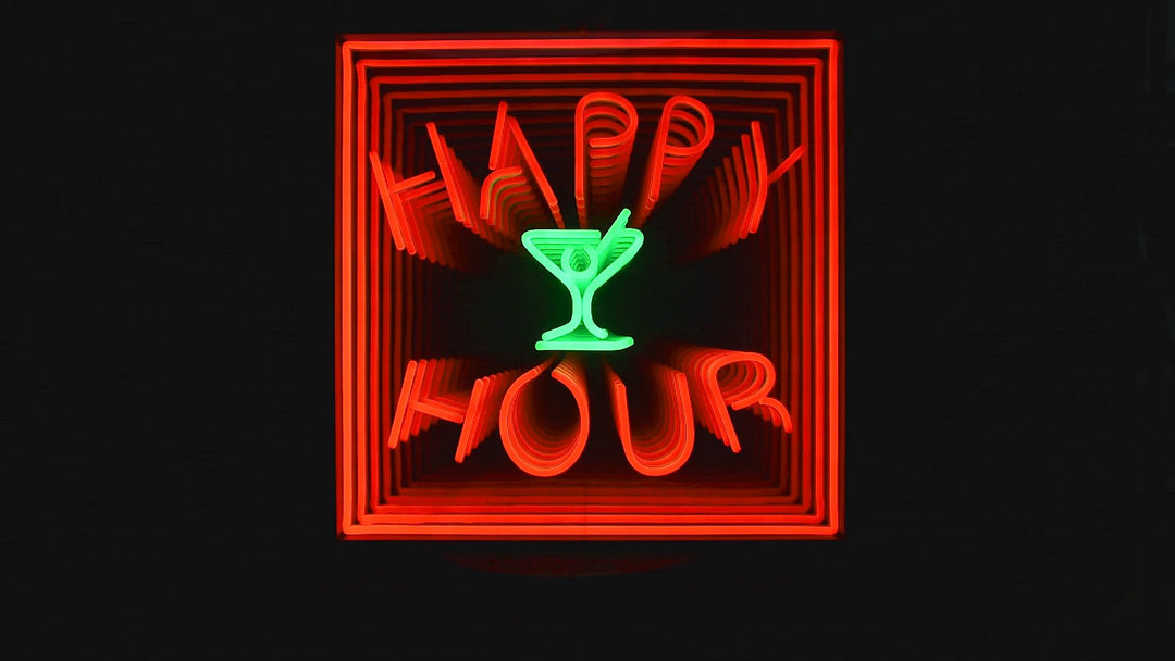 "Happy Hour" 3D Infinity LED Neonskylt