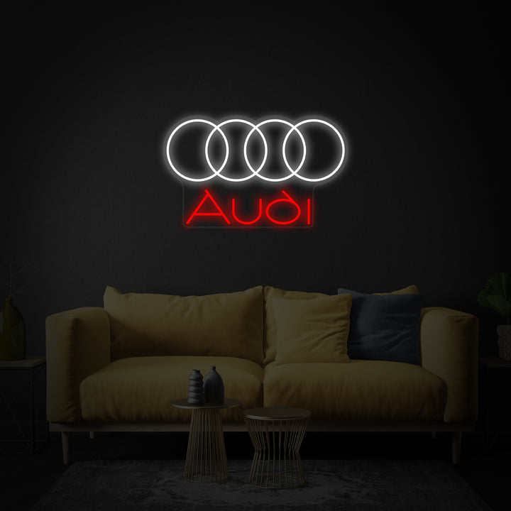 "Audi-Logotypen Med Fyra Cirklar" Neonskylt
