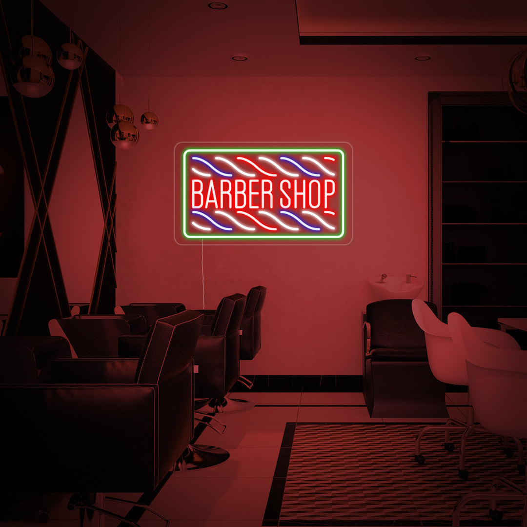 "Hårklipp, Barber Shop" Neonskylt