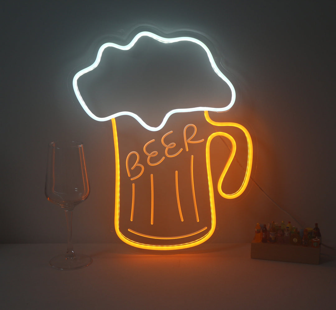 "Beer, Ölglas" Mini Neonskylt