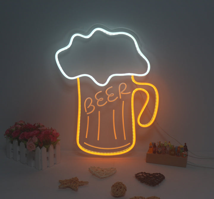 "Beer, Ölglas" Mini Neonskylt