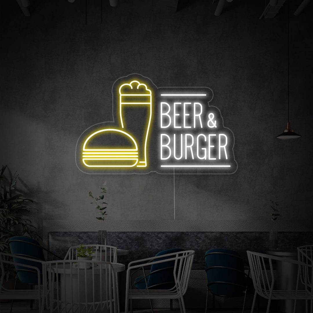 "Beer And Burger" Neonskylt
