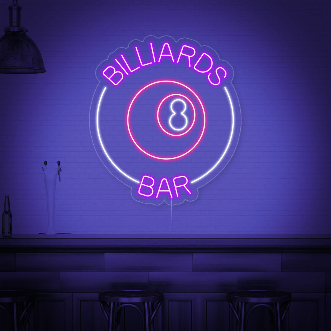 "Billiards 8 Bar, Biljardbar Logotyp" Neonskylt