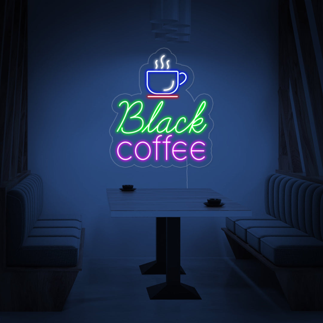 "Kaffekopp, Black Coffee" Neonskylt