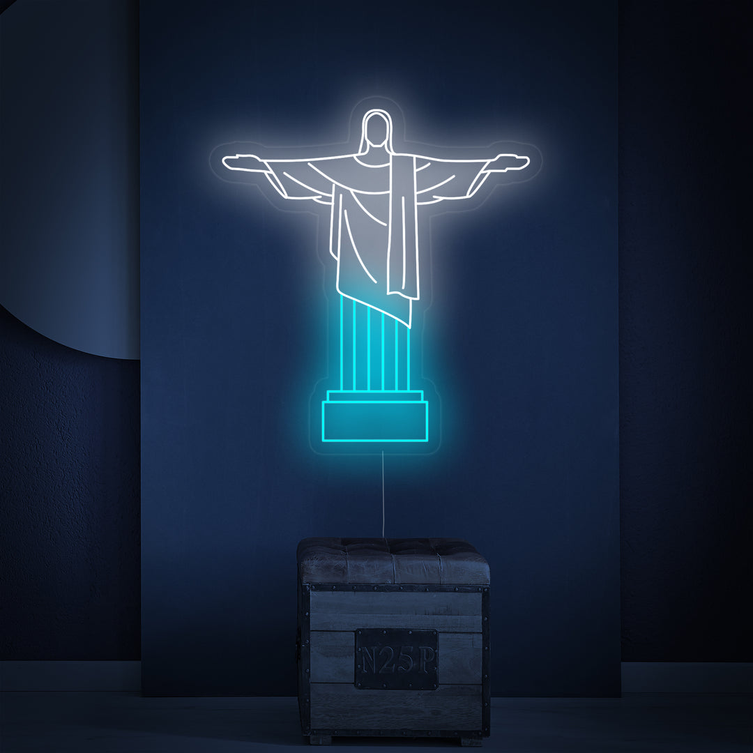 "Brasilien Kristus Frälsaren" Neonskylt
