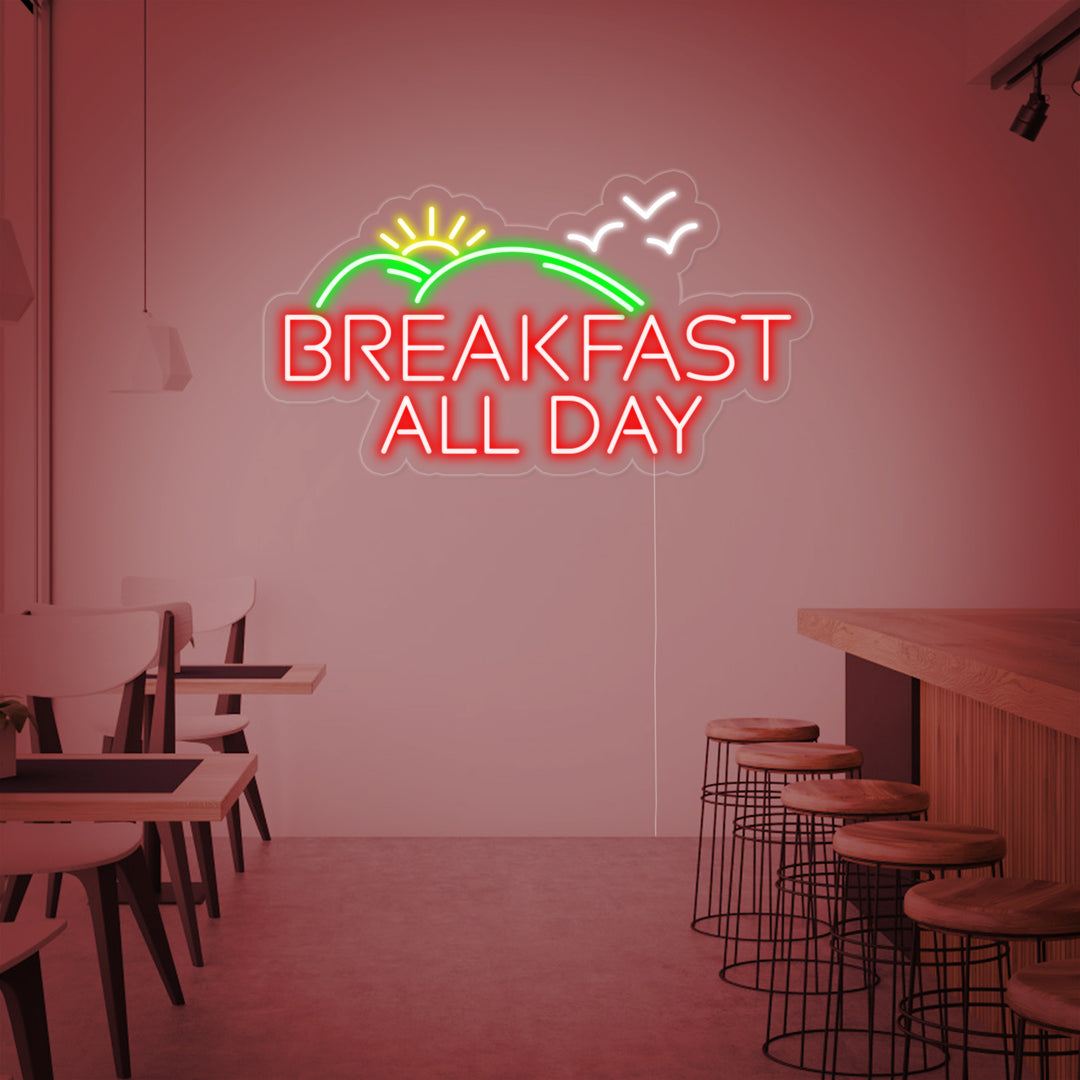 "Breakfast All Day" Neonskylt