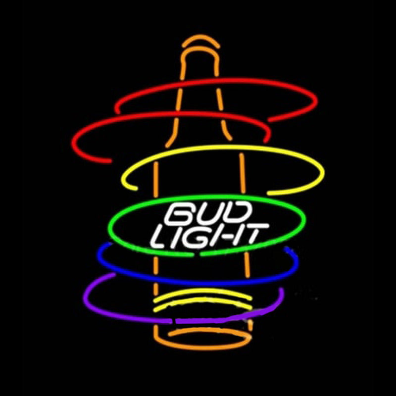 "Bud Light Rainbow Bottle" Neonskylt