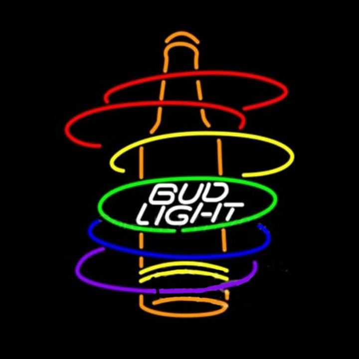 "Bud Light Rainbow Bottle" Neonskylt