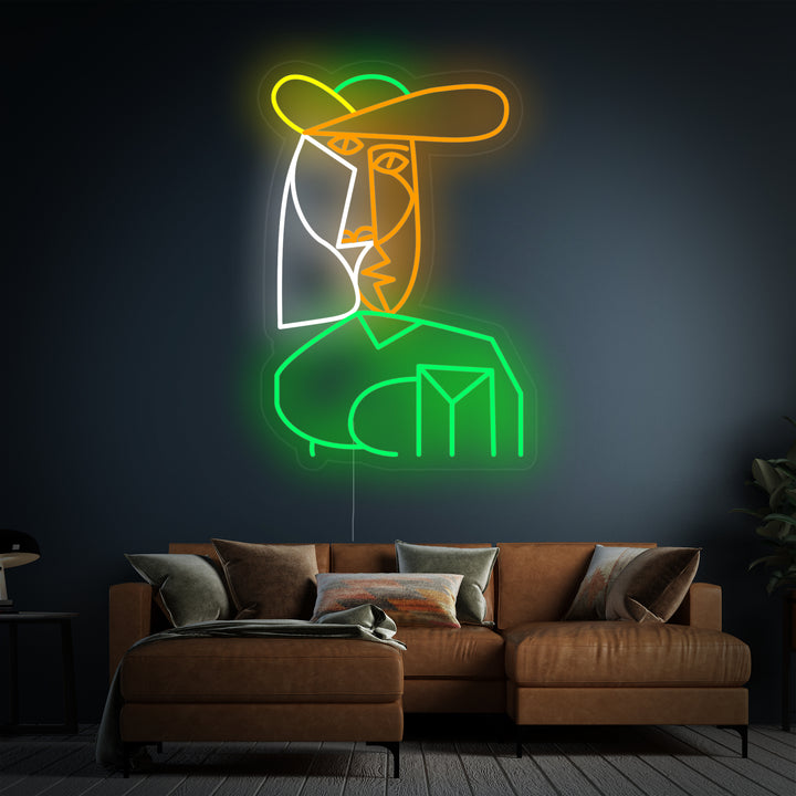 "Byst Av Kvinna Pablo Picasso" Neonskylt