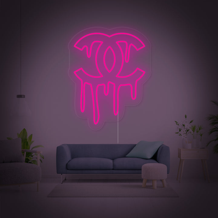 "Droppande CC" Neonskylt