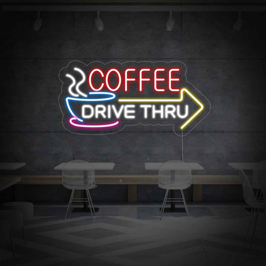 "Coffee Drive Thru" Neonskylt