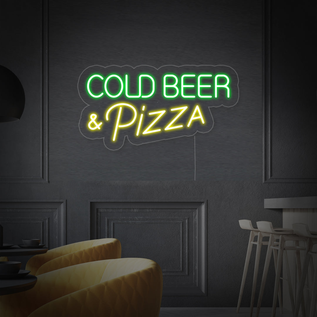 "Cold Beer Pizza" Neonskylt