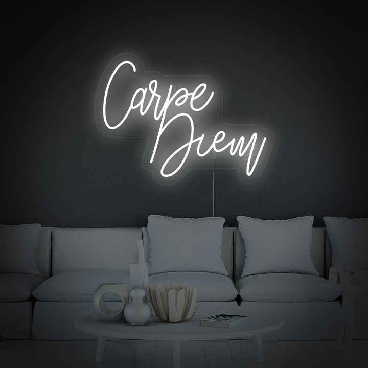 "Carpe Diem Latin Means Seize the Day" Neonskylt