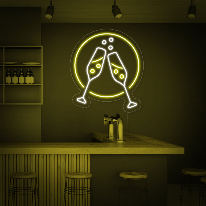 "Champagneglas, Skål" Neonskylt