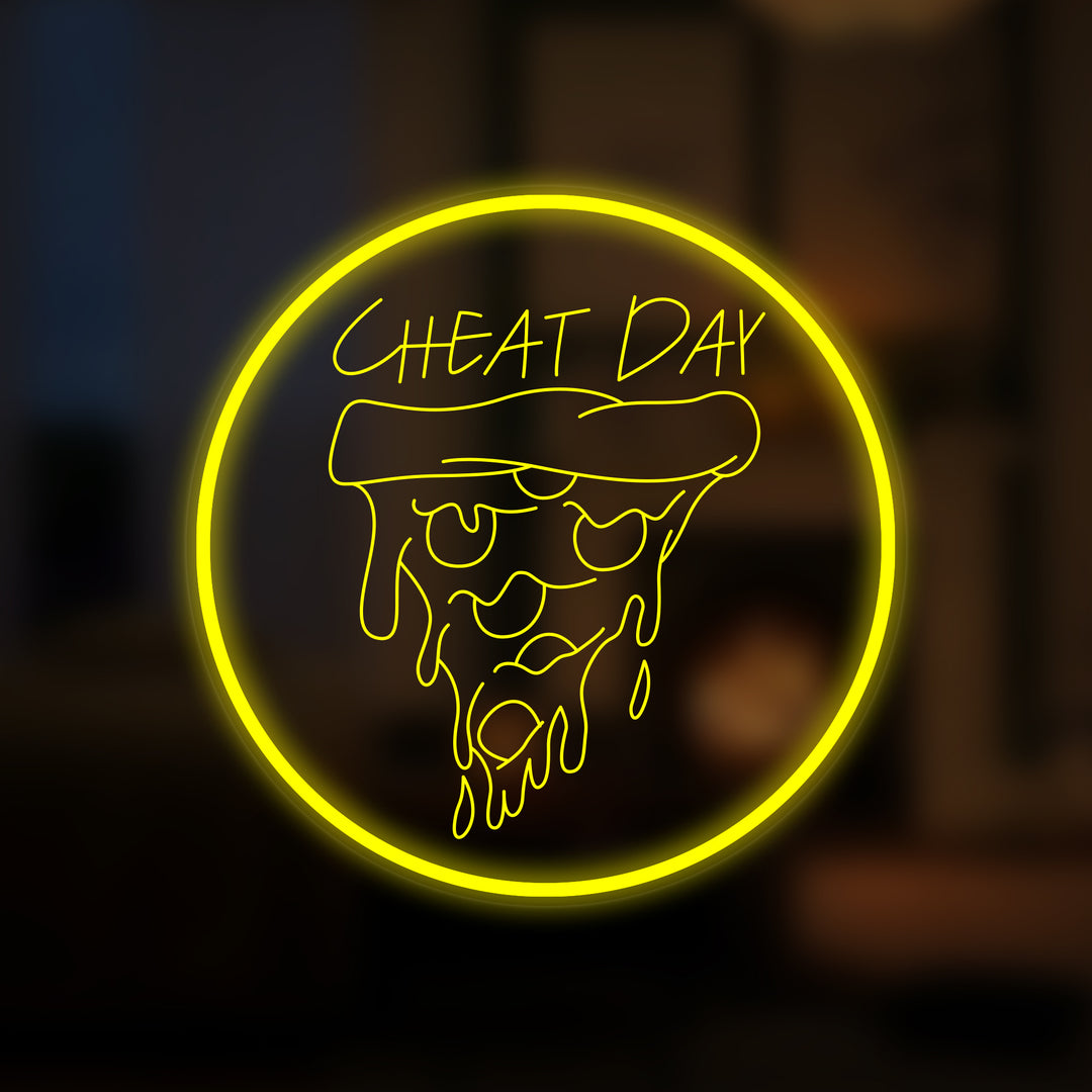 "Cheat Day Pizza" Mini Neonskylt
