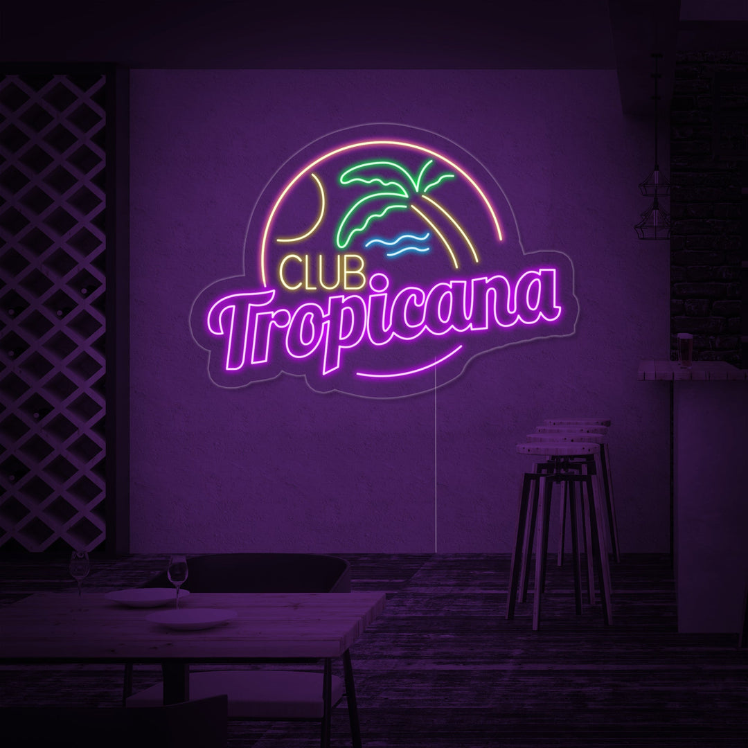 "Club Tropicana Strand, Palmträd, Bar" Neonskylt
