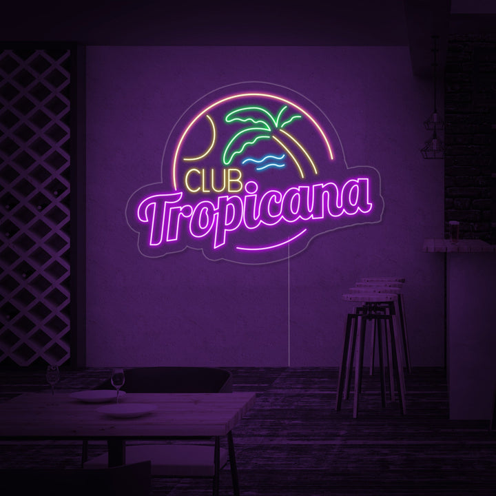 "Club Tropicana Strand, Palmträd, Bar" Neonskylt